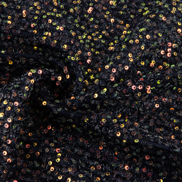 Tule Fantasia Brilho Preto com Mini Lantejoulas - Ribes y Casals