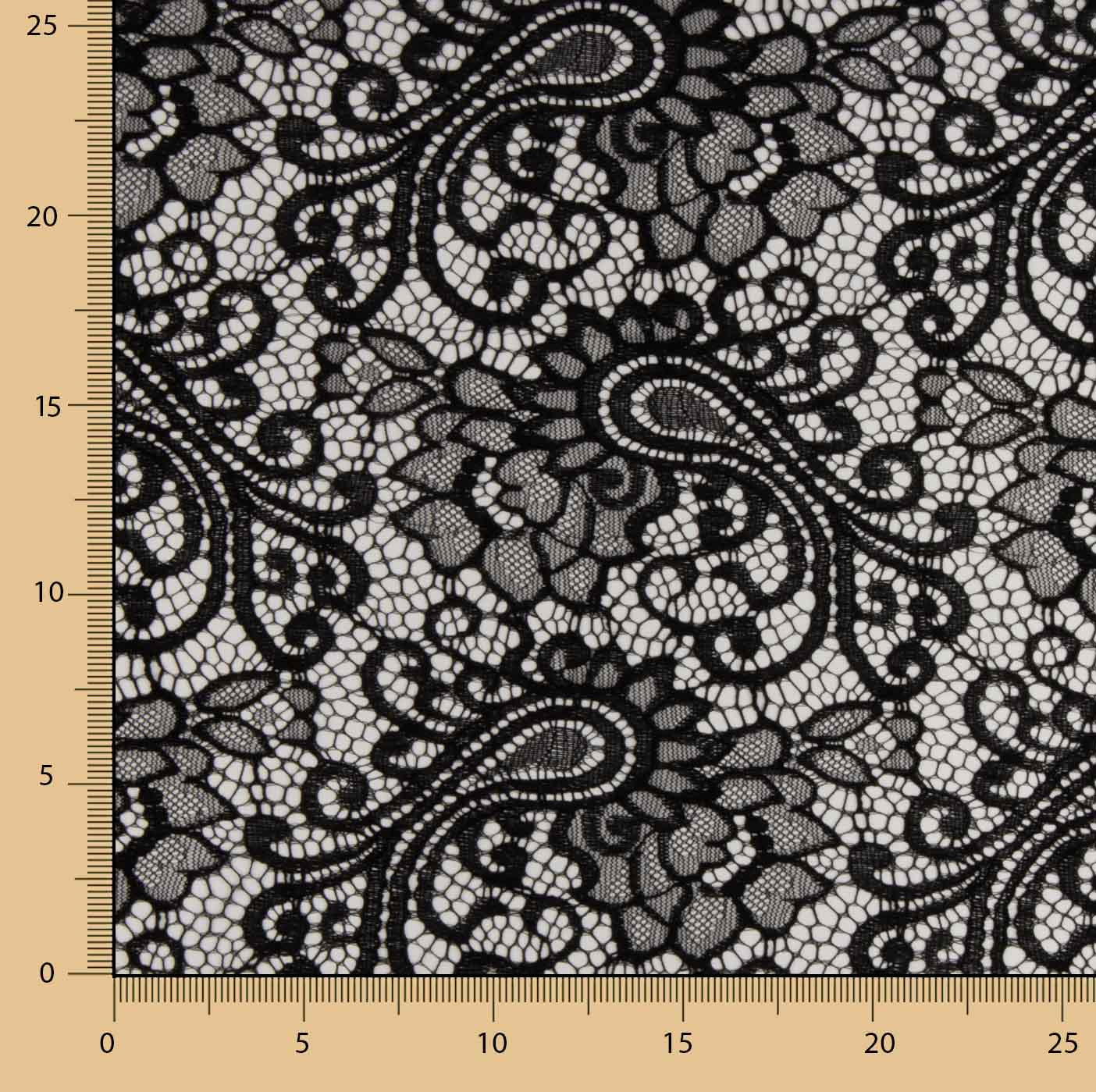 Renda Bordada Bridal Garden Paisley Preta - Ribes y Casals