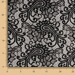 Renda Bordada Bridal Garden Paisley Preta - Ribes y Casals