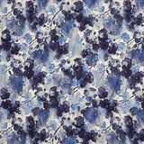 Tecido de viscose elástico com motivo floral em aguarela azul - Ribes y Casals
