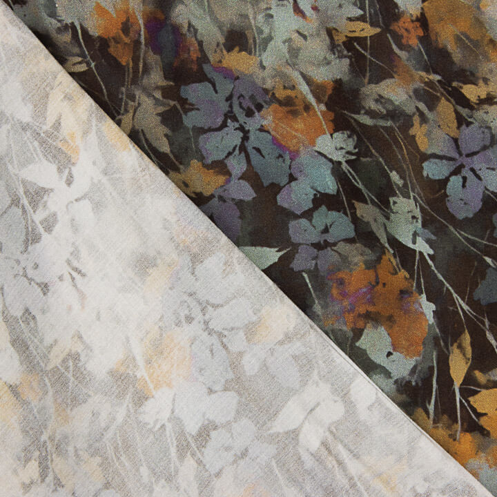 Cetim de tecido de viscose com estampado digital «Autumn» - Ribes y Casals