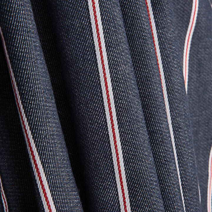 Denim às riscas Heritage marinho, vermelho e branco - Ribes y Casals