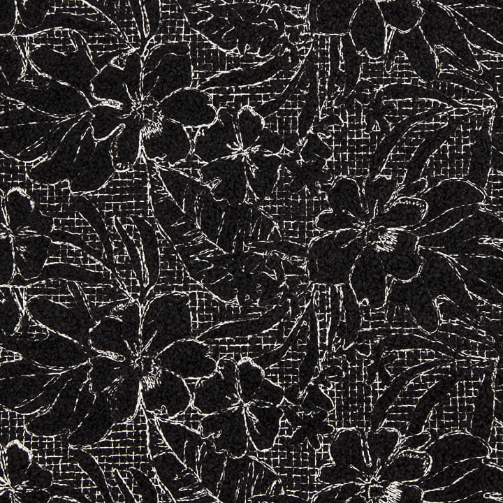 Bouclé com bordado floral Noctis Preto - Ribes y Casals