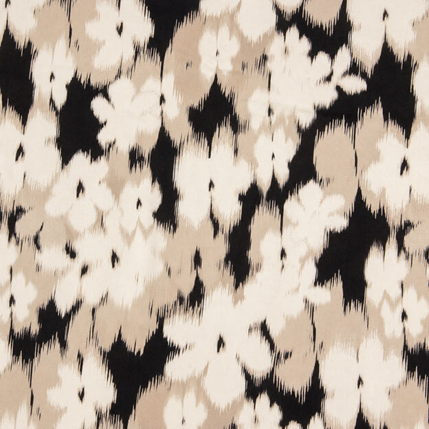 Viscose acetinada com padrão floral em tons de preto - Ribes y Casals