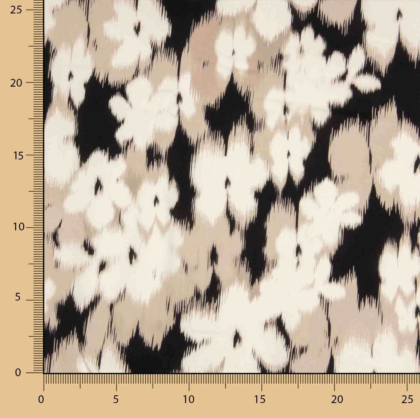 Viscose acetinada com padrão floral em tons de preto - Ribes y Casals