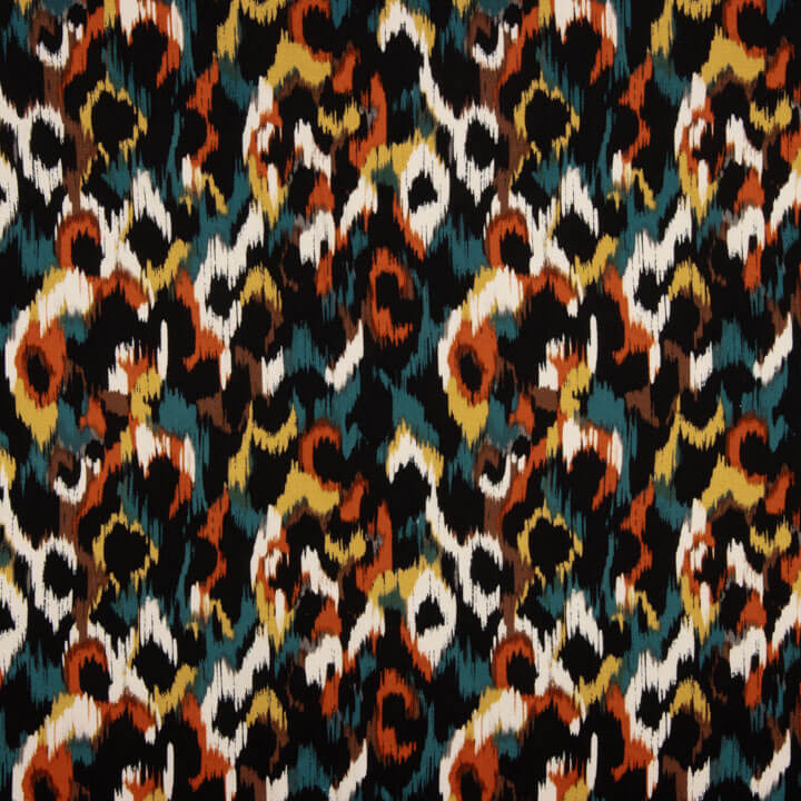 Tecido de viscose cetim com animal print em tons de telha - Ribes y Casals