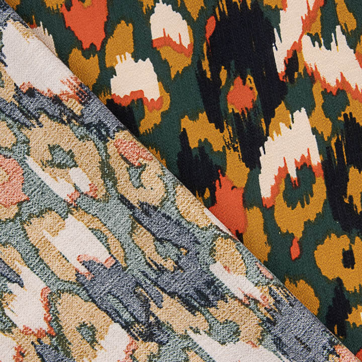Crep com Estampado Animal Abstrato em Tom Petróleo - Ribes y Casals