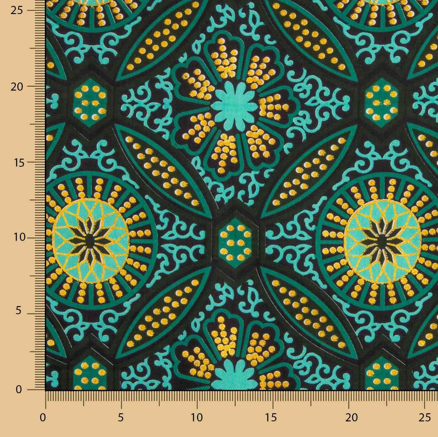 Cera Lúrex Étnica Verde Turquesa - Ouro - Ribes y Casals