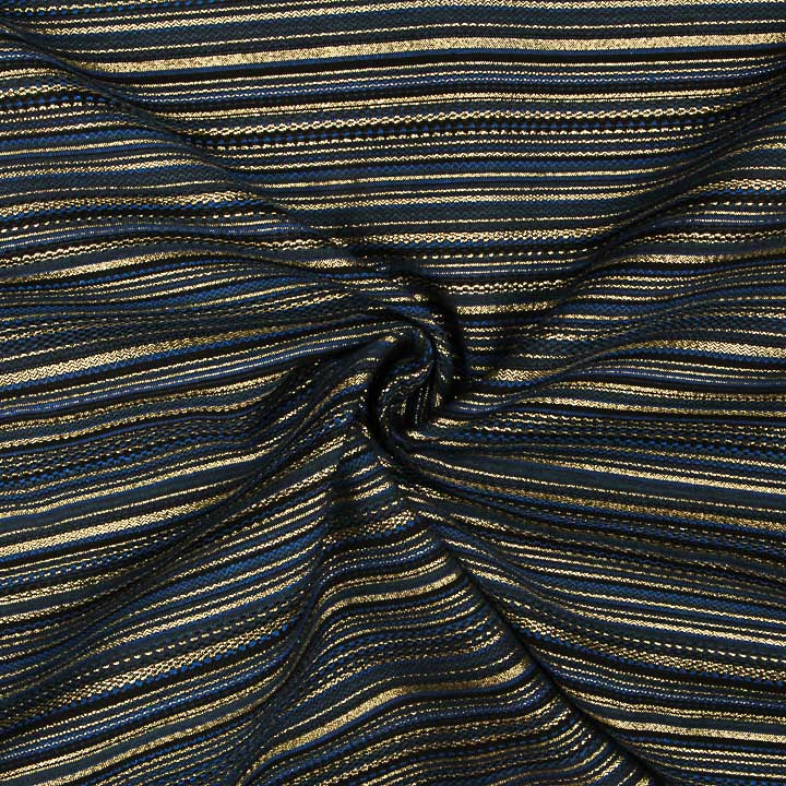 Brocado Lurex às Riscas Alpujarreña Azul-marinho - Ribes y Casals