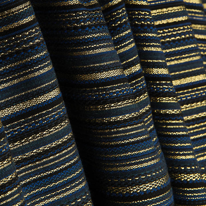 Brocado Lurex às Riscas Alpujarreña Azul-marinho - Ribes y Casals