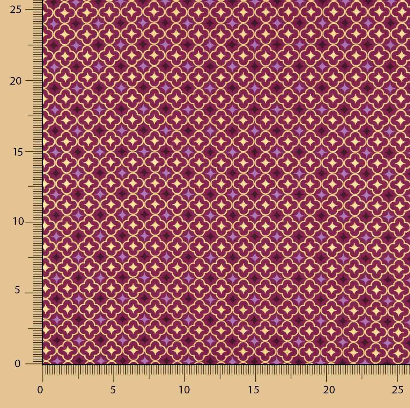Popelina de Natal Geométrica Dourada e Grená - Ribes y Casals