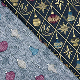 Popelina de Natal com Bolas e Estrelas em Azul-marinho - Ribes y Casals