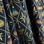 Popelina de Natal com Bolas e Estrelas em Azul-marinho - Ribes y Casals