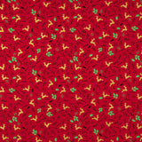 Popelina de Natal com renas e azevinho vermelho - Ribes y Casals