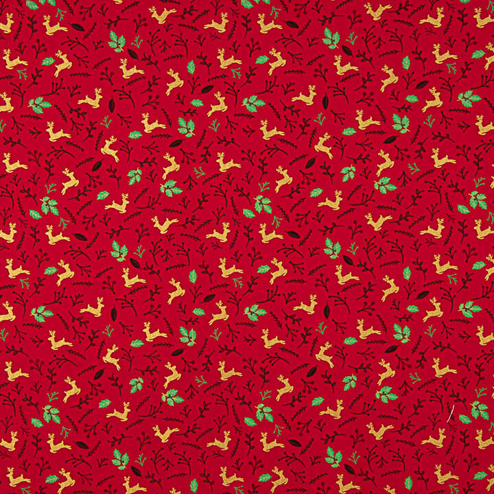 Popelina de Natal com renas e azevinho vermelho - Ribes y Casals