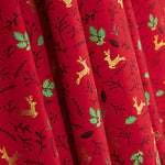 Popelina de Natal com renas e azevinho vermelho - Ribes y Casals