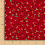 Popelina de Natal com renas e azevinho vermelho - Ribes y Casals