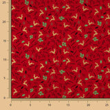 Popelina de Natal com renas e azevinho vermelho - Ribes y Casals