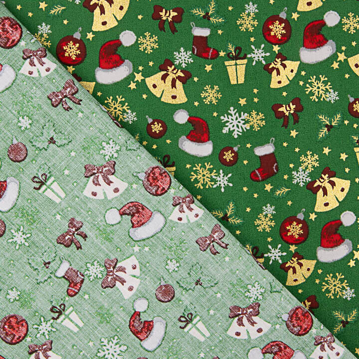 Popelina de Natal com Motivos Natalícios Verde - Ribes y Casals