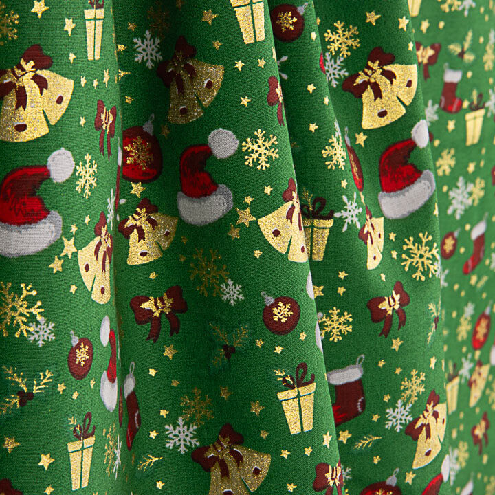 Popelina de Natal com Motivos Natalícios Verde - Ribes y Casals