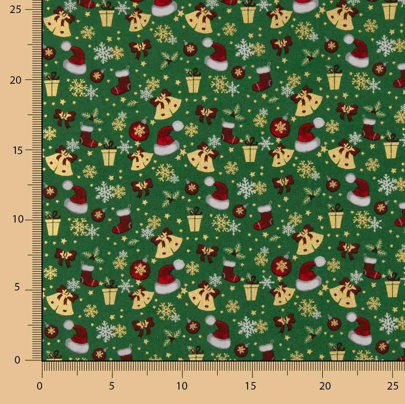 Popelina de Natal com Motivos Natalícios Verde - Ribes y Casals