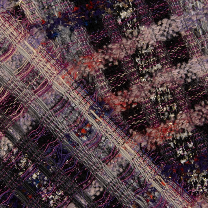 Tweed de lã com padrão mosaico em malva e Lurex dourado - Ribes y Casals