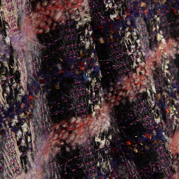 Tweed de lã com padrão mosaico em malva e Lurex dourado - Ribes y Casals