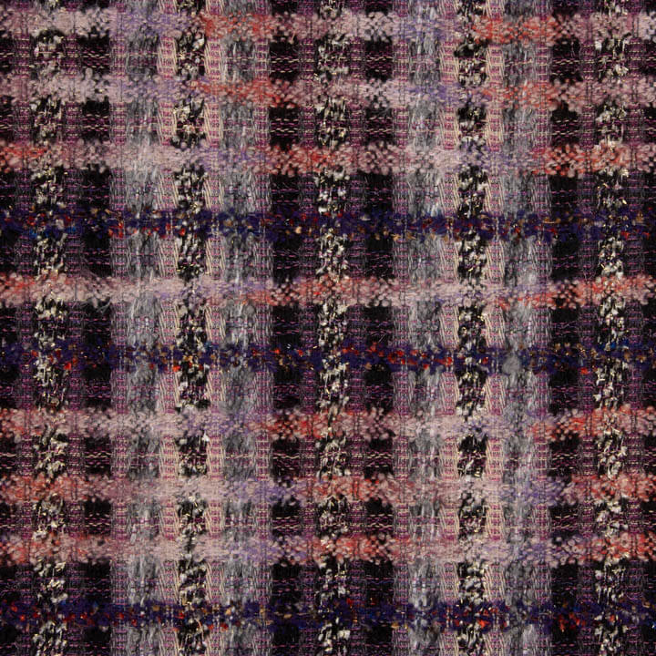 Tweed de lã com padrão mosaico em malva e Lurex dourado - Ribes y Casals