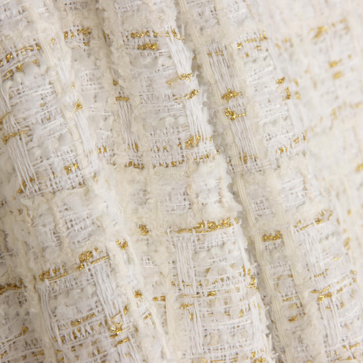 Tweed de lã Lumière Ivory com Lurex dourado - Ribes y Casals