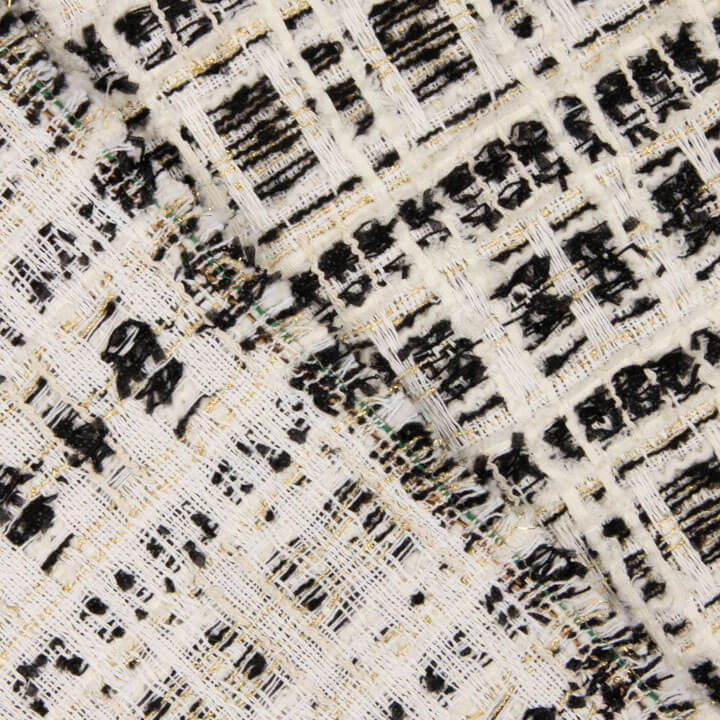 Tweed de lã Lumière Ébano com Lurex dourado - Ribes y Casals