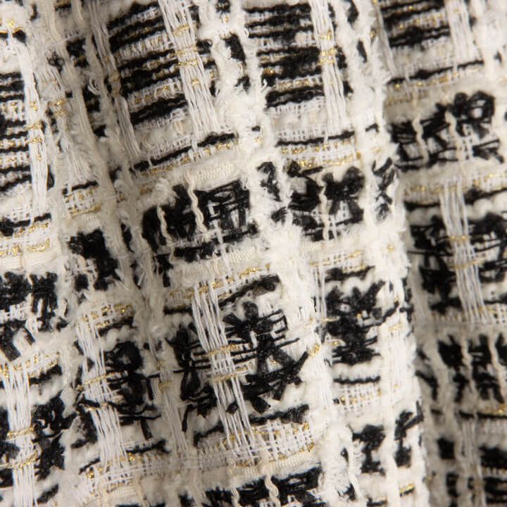 Tweed de lã Lumière Ébano com Lurex dourado - Ribes y Casals