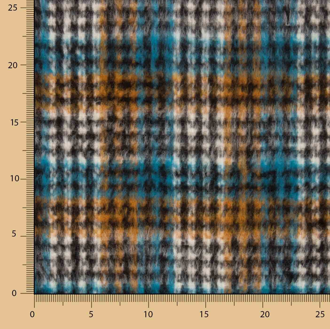 Tweed de lã Inverness turquesa de tecido dupla face - Ribes y Casals