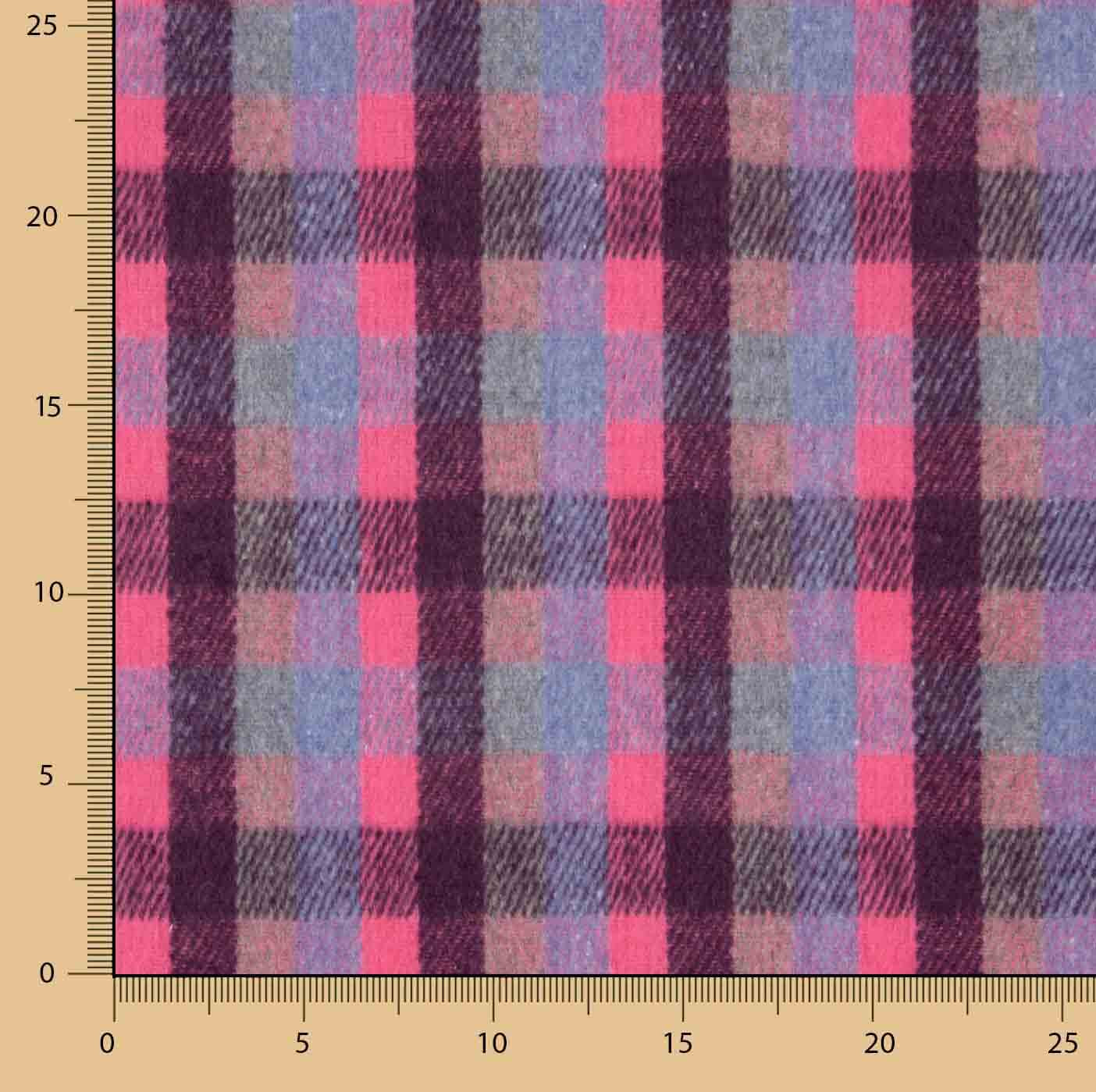 Loden de lã Glenmore com xadrez em fúcsia e azul - Ribes y Casals