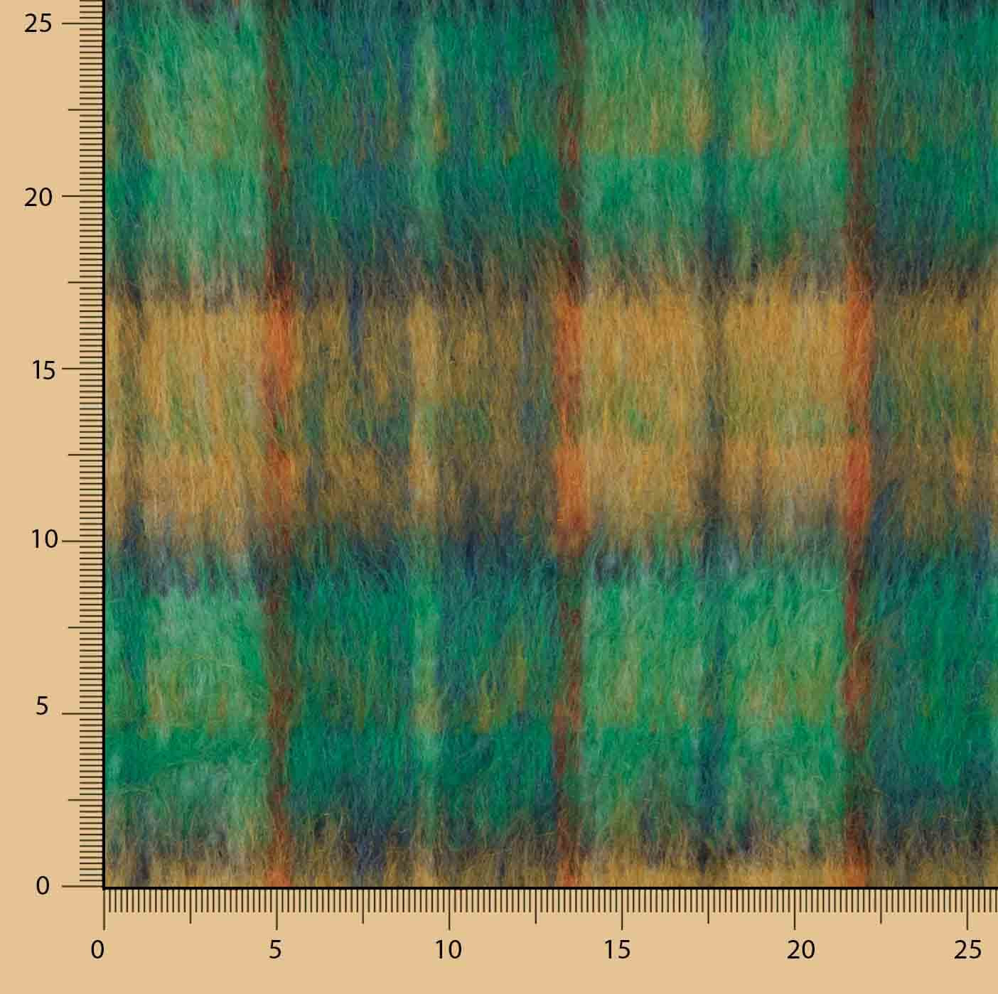 Tweed de lã Glencoe tecido dupla face, verde esmeralda e ocre - Ribes y Casals