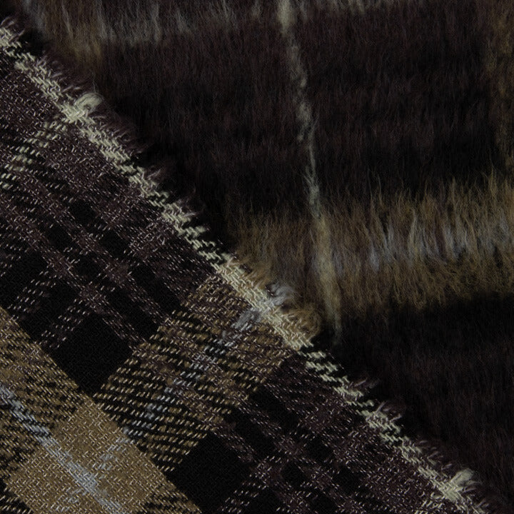 Tweed de lã Braemar tecido dupla face, castanho e camel - Ribes y Casals