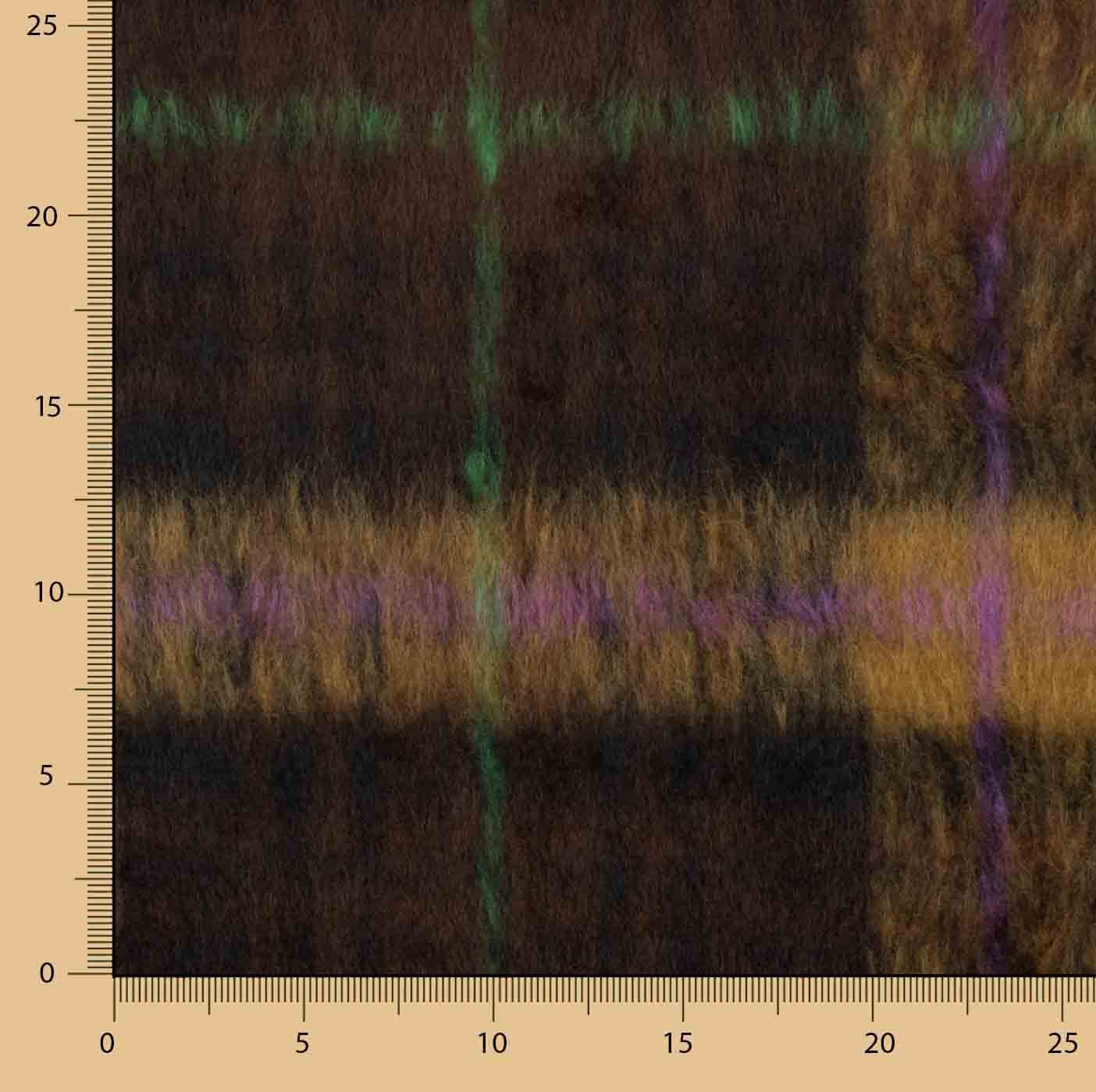 Tweed de lã Braemar de tecido dupla face, castanho e violeta - Ribes y Casals