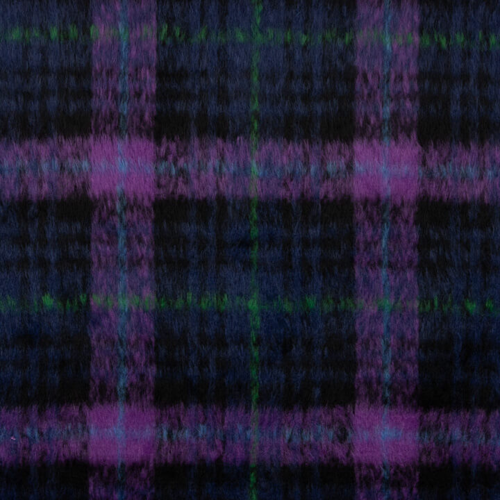 Tweed de lã Braemar de tecido dupla face, azul-escuro e violeta - Ribes y Casals