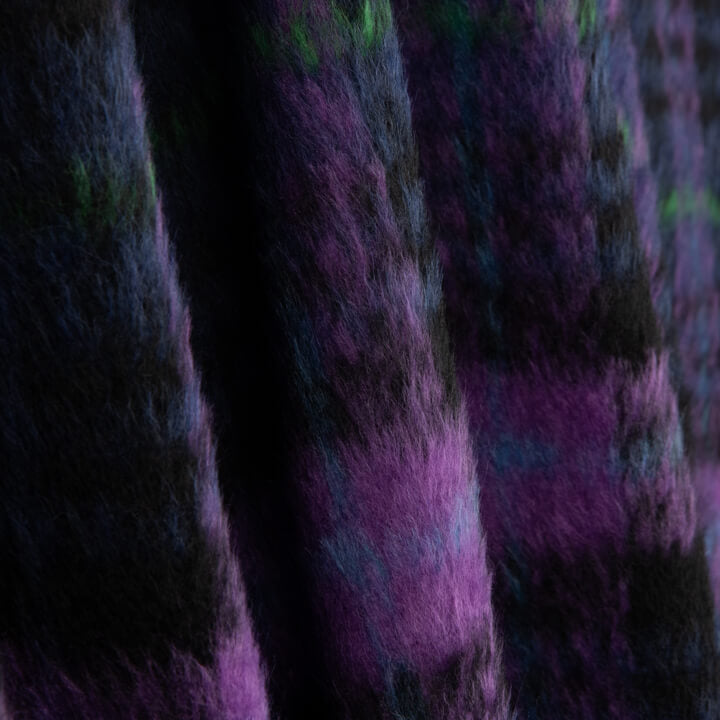 Tweed de lã Braemar de tecido dupla face, azul-escuro e violeta - Ribes y Casals