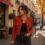 Tweed de lã vermelho coral - Ribes y Casals