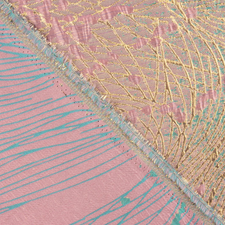 Jacquard Fantasia Vórtice Turquesa e Rosa - Ribes y Casals