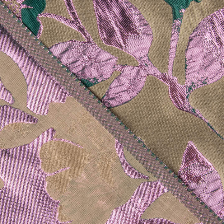 Top em brocado fantasia magnólia, taupe, verde e rosa - Ribes y Casals