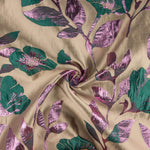 Top em brocado fantasia magnólia, taupe, verde e rosa - Ribes y Casals