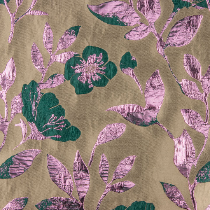 Top em brocado fantasia magnólia, taupe, verde e rosa - Ribes y Casals