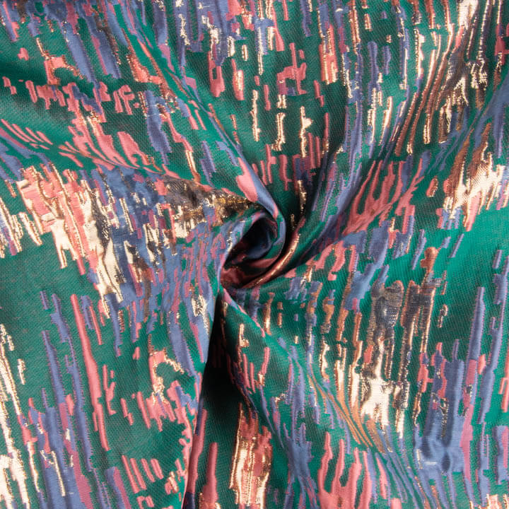 Jacquard Fantasia Brilhos Verde Petróleo Multicolorido - Ribes y Casals