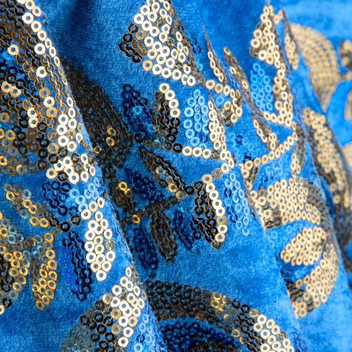 Veludo bordado com lantejoulas «Dalia Azul» - Ribes y Casals
