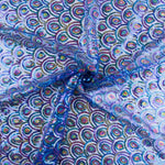 Tule azul fantasia elástico com lantejoulas prismáticas - Ribes y Casals
