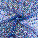 Tule azul fantasia elástico com lantejoulas prismáticas - Ribes y Casals