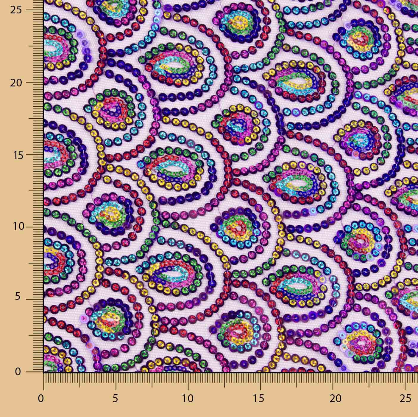 Tule Roxo Fantasia Elástico com Lantejoulas Prisma - Ribes y Casals