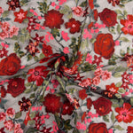 Tule Bordado com Flores e Tecido de Lantejoulas Carmen Vermelho e Preto - Ribes y Casals
