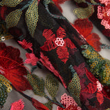 Tule Bordado com Flores e Tecido de Lantejoulas Carmen Vermelho e Preto - Ribes y Casals